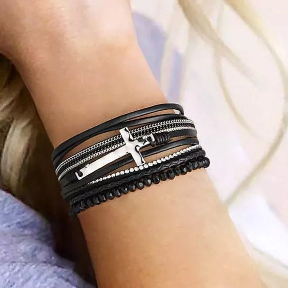 ✨SALE✨ SOLD OUT Magnetic Bracelet (Cross-Rhinestone-Beads) - Picture 4 of 5